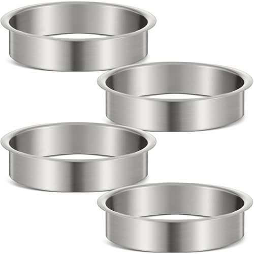 Image of Honeydak 4 Piece 6 inch (Nominal) Diameter x 2 inch Height 304 Polished Stainless Steel 6 inch x 2 inch Trash Grommets for Countertop Inserted Trash Kitchen Cabinet Counter Bin, Ease to Install