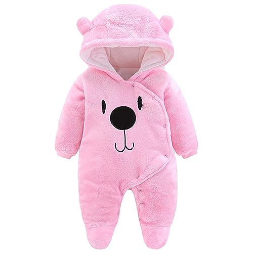 Image of Fairy Baby Newborn Baby Snowsuit Bear Outfit Footie Romper Winter Thick Fleece Jumpsuit Infant Coat for Girls Boys 0-12M