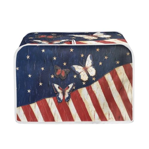Image of 4 Slice Toaster Dust Cover American Flag Butterfly Kitchen Small Appliance Bread Toaster Oven Dustproof Cover July 4th USA Independence Merial Day Theme