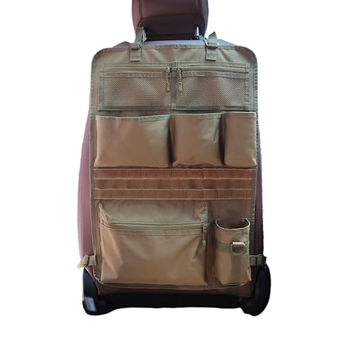 WHEELOJOY 7-Compartment Tactical Car Seat Back Organizer, MOLLE/Velcro Compatible, Waterproof, Ripstop 600D Polyester Fabric, Quick Adjust Buckle Straps for Universal Fit on Most Cars/Trucks/Jeeps