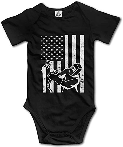 Image of LittleHorn Welder Proud Flag Pattern Infant Onesie Baby Unisex Short Sleeve Playsuit Outfit