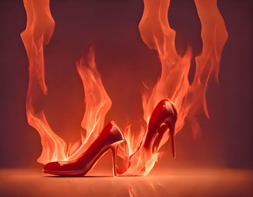Chaussures rouges en feu affiche toile grand format impression haute définition