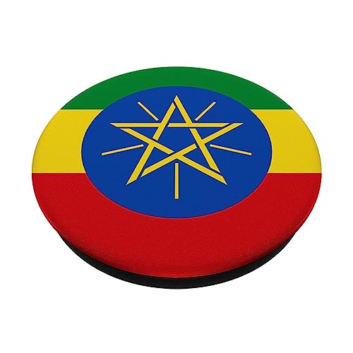 Ethiopia Ethiopian Flag PopSockets Swappable PopGrip, Black - Image 2