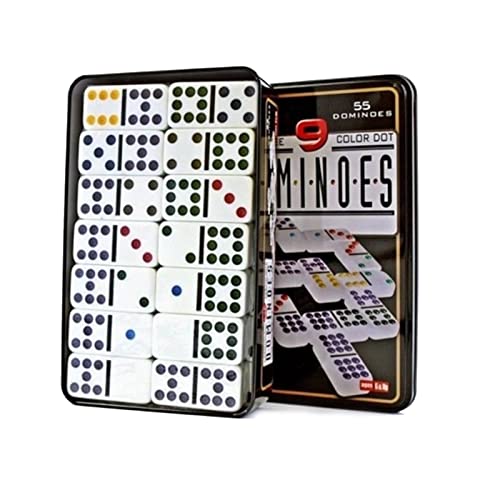 various Dominó Doble 9, Caja Metálica,Juego de Mesa Clásico para Niños y Adultos