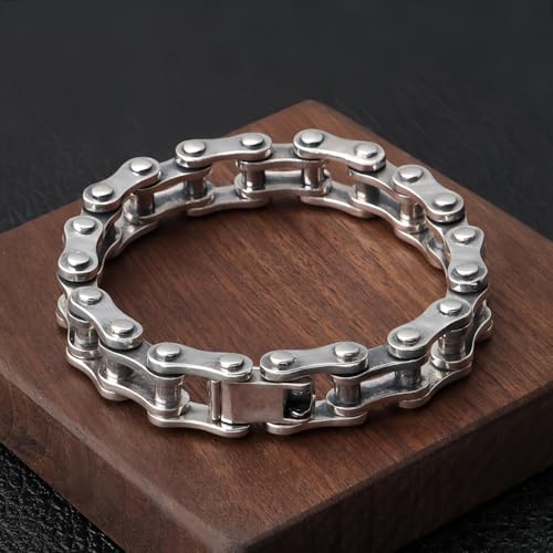 Retro 925 Sterling Silver Motorcycle Chain Bracelet Bike Bicycle Chain Link Bracelet for Men 10/13mm 20cm3