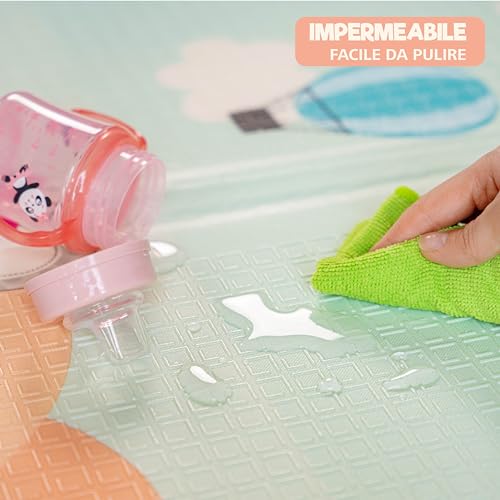 Tappeto Gioco Bambini,180X200cm Tappeto Neonato Pieghevole,XPE Tappetino per Bambini Reversibile,Tappeto Gattonamento Antiscivolo e Impermeabile, Tappeto Gioco Neonato,Tappetino in Schiuma,con Borsa