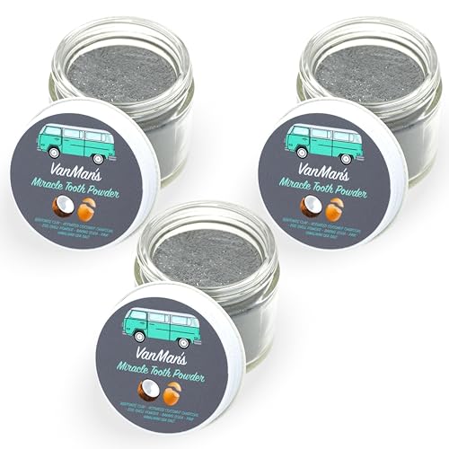 Vanman’s - Miracle Tooth Cleaning Powder Toothpaste (3 Pack) - Fluoride-Free Whitening Tooth Powder with Coconut Charcoal, Eggshell Powders - Remineralizing Toothpaste - 2.2 Ounce