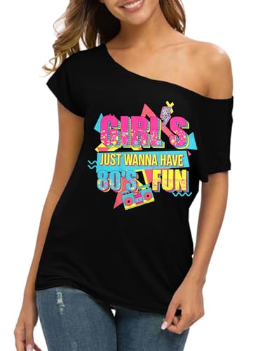 90s 80s Outfit for Women 80's Theme Party Disco Shirt Off The Shoulder Tops Vintage 90s Neon Off Shoulder Top2