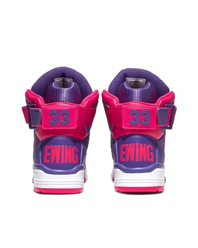 Ewing Patrick Athletics 33 HI Electric Purple/Pink Unisex Retro Sneaker, Neon Lights Inspired, Reversible Ankle Strap, Nubuck Upper, Full-Length PU Midsole3