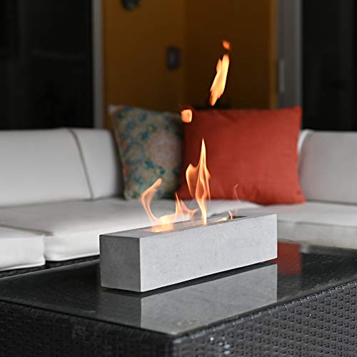 Colsen Tabletop Rubbing Alcohol Fireplace Indoor Outdoor Fire Pit Portable Fire Concrete Bowl Pot Fireplace (Rectangular)