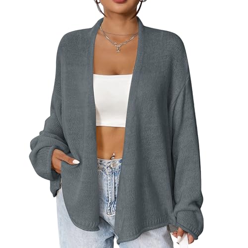 Image of Velius Women Crochet Long Sleeves Lightweight Soft Open Cardigan Coat