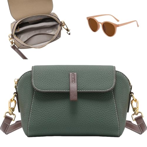 Comebybuy Leather Crossbody Bag,Vintage Shoulder Bag with Adjustable Strap,Mini Casual Lightweight Handbag for Women
