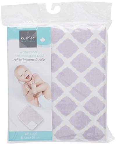 Image of Kushies Deluxe Waterproof Changing Pad Liners - 20 x 30 inches Baby Changing Table Liners - Baby Changing Pads - Diaper Changing Flat Liner Pad Waterproof Portable (Lilac Lattice)