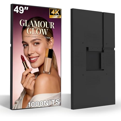 Image of 49Inch 4K Wall Mount Digital Signage, 1000nits High Brightness Slim Frameless Advertising Display, Commerical Display LCD Monitor with CMS /U-Disk Plug&Play, Split Screen, 7 /24 Timer Switch