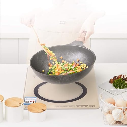 Wok antiadherente con tapa de vidrio y mango efecto madera miniatura 3