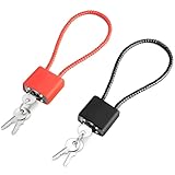2 unidades de candado de cable con llave, taquilla (negro + rojo)