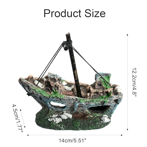 Aquarium Deko Schiff, Harz Aquarium Zubehör, Fische Deko, Garnelen Zubehör, Landschaft für Unterwasser Dekoration, Aqua Ornaments für Fische Garnelen Verstecken – Bild 3