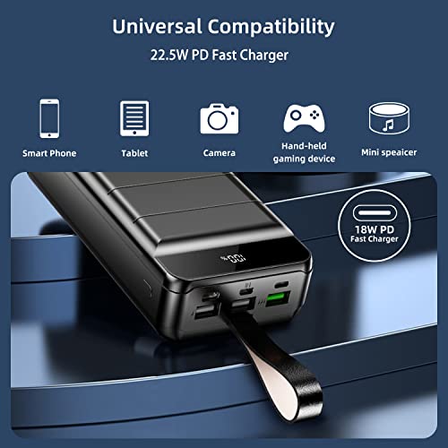 Power Bank 50000Mah, 22.5W Pd Quick Charge Portable Charger With 4 Outputs & 3 Inputs & Flashlight And Led Display, Huge Capacity Safer External Battery Pack For Smartphone, Android, Tablet & Etc #TOP4