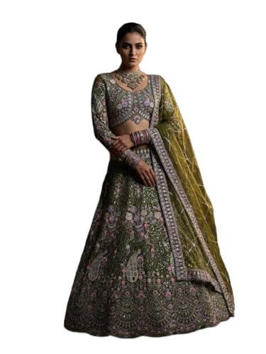 Image of Lehenga choli For Womens and Girls Soft Butterfly Net Lehenga Choli with Coding Sequins Work Dupatta | Semi Stitched Designer Ethnic Set