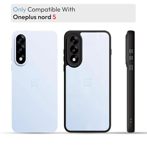Image of KAPAVER Hybrid Clear Back Cover Case for OnePlus Nord 5 | Protective Shockproof Cleare Hard PC Soft Flexible Black TPU Cover