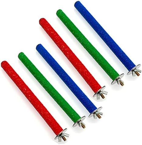 JZK 6pcs 1.5cm x 20cm Long Pole Bird Small Perches for Canary Parakeets, Stick Perch Small Colorful Parrot Bird Cage Wooden Parrot Support Sticks for Parrots