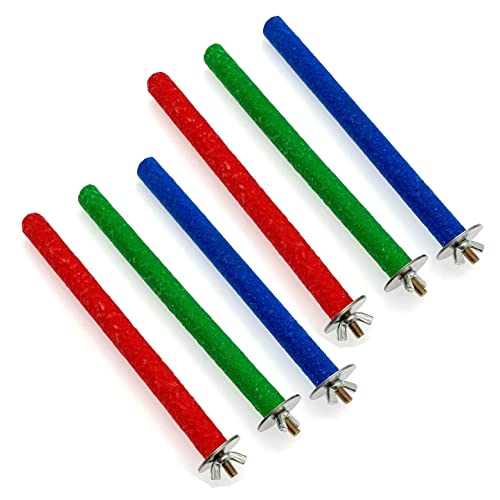JZK 6pz 1.5 cm x 20 cm long perchoirs pour petits oiseaux pour perruches canaries, petit perroquet coloré pour cage à oiseaux, bâtons support bois pour...