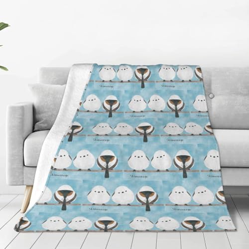 ブランケット 鳥柄 シマエナガ ふわふわ 毛布 柔らかい タオルケット 防寒 シングル 暖かく 掛け毛布 ひざ掛け 肩掛け おしゃれ 大判 洗える もうふ 車用 オフィス オールシーズン 冷房対策 厚手 快適 125×100cm(1)