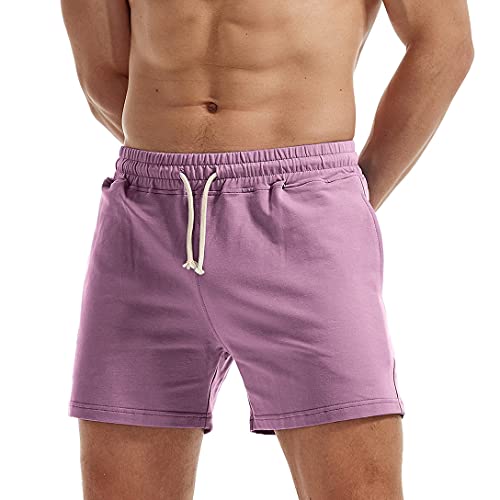 Aimpact Workout Athletic Shorts For Mens 5 Inch Bodybuilding Gym Sweat Shorts With Drawstring (Purple S) #TOP30