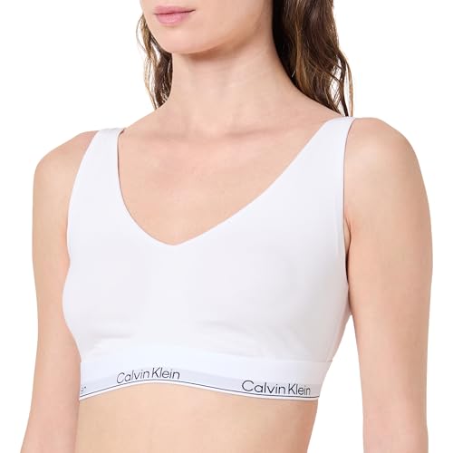 Calvin Klein Traingle de Copa Completa sin Forro para Mujer (Scoop LV00QF8583 Triángulo, Blanco (Blanco), L, Blanco (Blanco), L