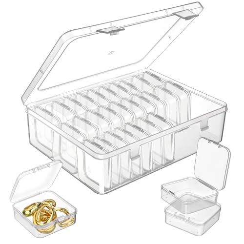 Douorgan 55BOX Small Bead Storage Containers 30 Pieces Plastic Storage Organizers Stackable Art Storage Case Transparent Boxes Jewelry Beads Storage Box cover