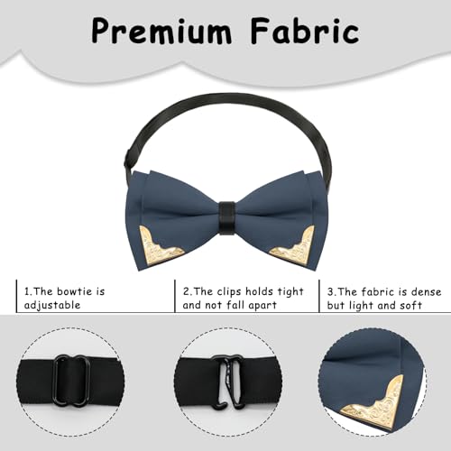 Image of Bow Ties for Men Women Metal Gold Bowtie, Pre Tied Mens Bow Tie Tuxedo Bowties Men for Prom Wedding Party