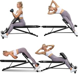 BODY RHYTHM Adjustable Weight Bench, Foldable Roman Chair for Full Body Workout, Sit up bench, Hyper Back Extension, Incline, Flat & Decline Bench
