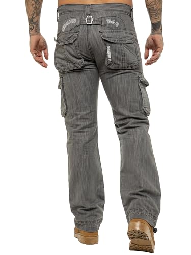989Zé ENZO Mens Cargo Combat Jeans Loose Fit Casual Denim Pants4