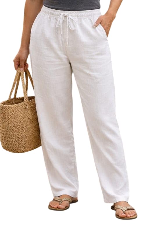 Image of Women Drawstring Waist Pants Casual Fit |Solid Pattern | Bottom Wear