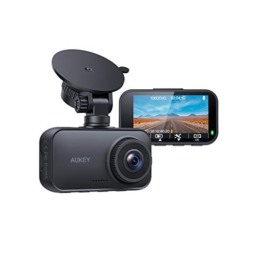 AUKEY Dash Cam, Caméra embarquée 1080p avec Objectif Grand Angle 140°, écran LCD 2,7”, Enregistrement d'urgence et en Boucle, Détection de mouvements, et Enregistrement Nocturne Clair