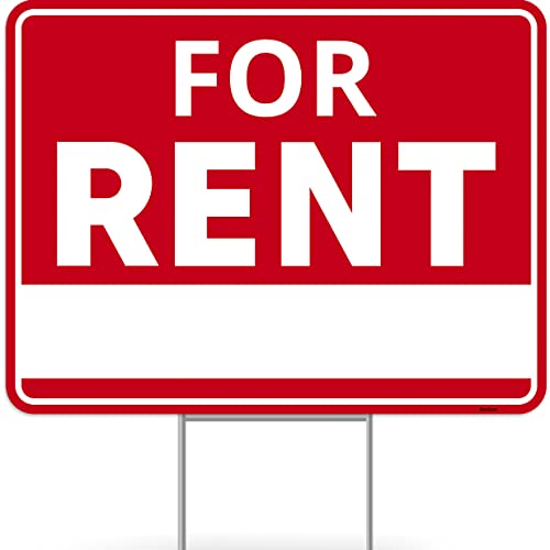 1PC For Rent Sign with Stand 17 Inches by 13 Inches - Double Sided Signs - Corrugated Plastic - For Rent Yard Sign with Stake