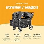 Larktale Caravan Quad, Byron Noir - Poussette pliable/Wagon pour enfants & Bébés - Sièges jusqu'à quatre passagers - 214 Lbs Capacité de poids total - Double Sun Canopies, barre réglable - 2024 Version