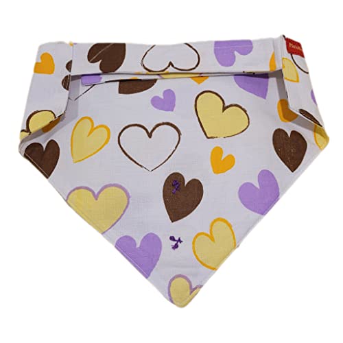 Image of Valentine's Day Purple and White Printed Hearts Tuxedo Bandana for Dogs (S)