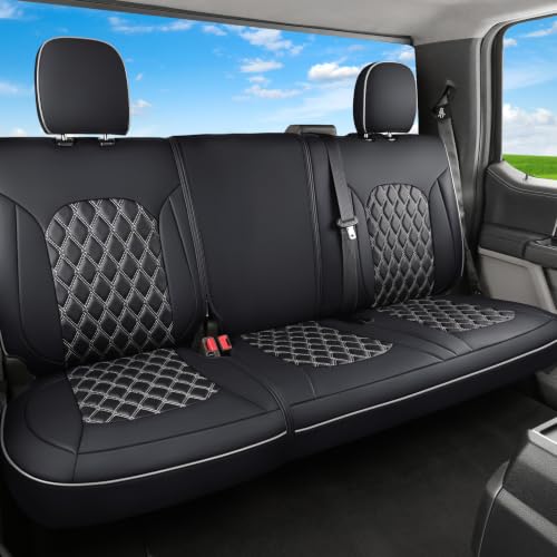 Image of Huidasource Rear Car Seat Covers Fit for Ford F150, Automotive Car Seat Cushion Cover Fit for 2015-2026 F150 SuperCrew&2017-2026 F250 F350 F450 Super Duty Crew Cab Pickup(Back Row /Black&White)
