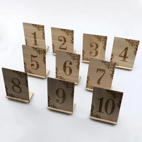 Números de mesa de madera grabados para decoración de eventos elegantes 3