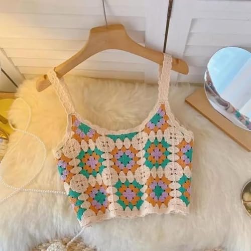 Image of NAIADES Women's Handmade Crochet Crop Top, Sleeveless Top for Women,Comfortable Fit