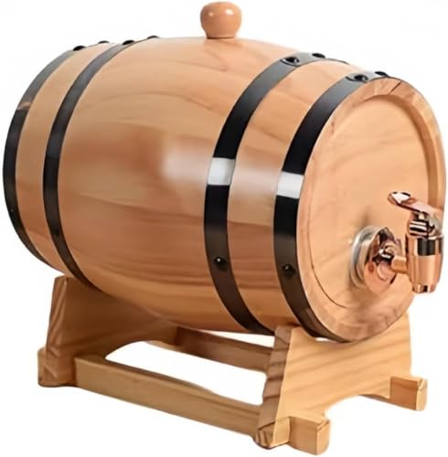 Zxyler 木製ミニオーク樽 横型ウイスキー樽・ワイン樽・ビール樽兼用 ビールサーバー機能付き 赤ワイン用保存容器 結婚式・パーティーに最適 高級ギフトにも推奨