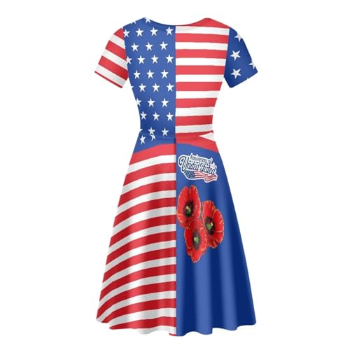Image of HUGS IDEA Womens Puffy Swing Midi Dress Round Neck Short Sleeve Party A-Line Dresses