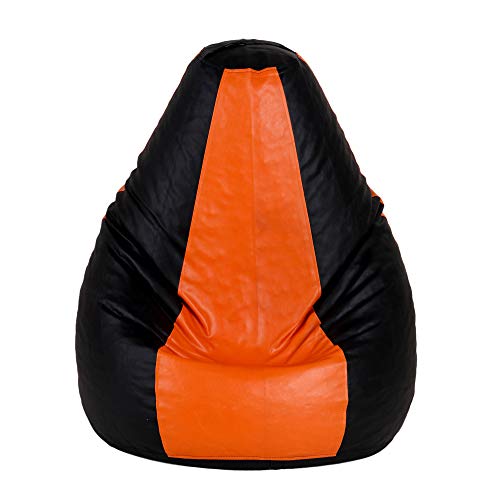 Image of GUNJ Bean Bag Filled with Beans Large Size - (Black Orange)
