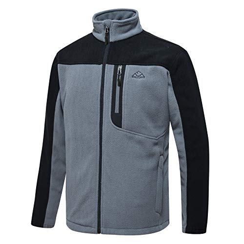 TBMPOY Men's Full-Zip Soft Polar Fleece Jacket Sport Mountain Coat Gray L