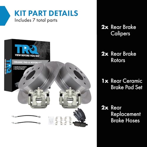 Image of TRQ Rear Brake Pad & Rotor Kit Ceramic Compatible with 2010-2012 Nissan Altima