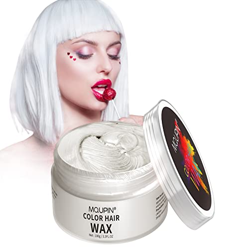 Mqupin Temporary Hair Color Wax,Natural Hair Dye, Washable Hair Paint Wax For Party, Diy,Cosplay,Club,Masquerade, Halloween, Date(White) #TOP5