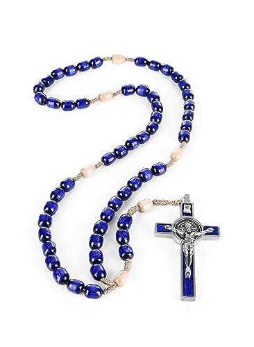 Italian Rosary with Pope Leo XIV Apostolic Blessing – Large Beads Catholic Necklace for Car Mirror, First Communion, Religious Keepsake Gift3