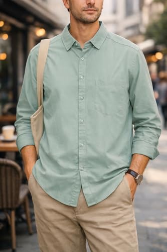 Image of Tagas Men's Shirt|Men's Everday Regular Fit Solid Shirt | Cotton Rich |Men's Washed Cotton Twill Casual Shirt - Regular Fit|(Available in Plus Sizes)