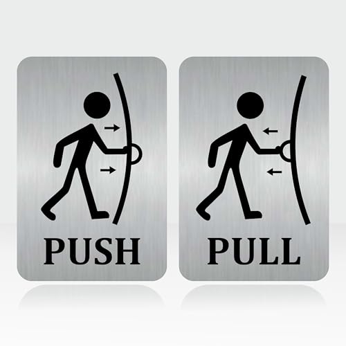 Image of PUSH-PULL Sign, 6x4 Inch, Durable Steel, Self-Adhesive